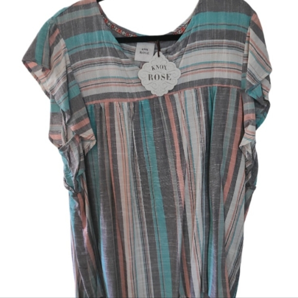 Knox Rose Women's Sleeveless Striped Ruffle Top - Picture 2 of 7